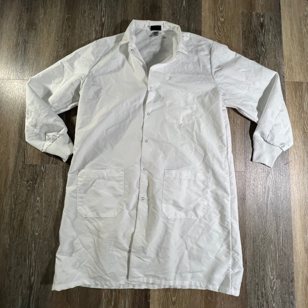 Red Kap Lab Coat Unisex Large White Snap Front Rib Cuffs KP72WH5
